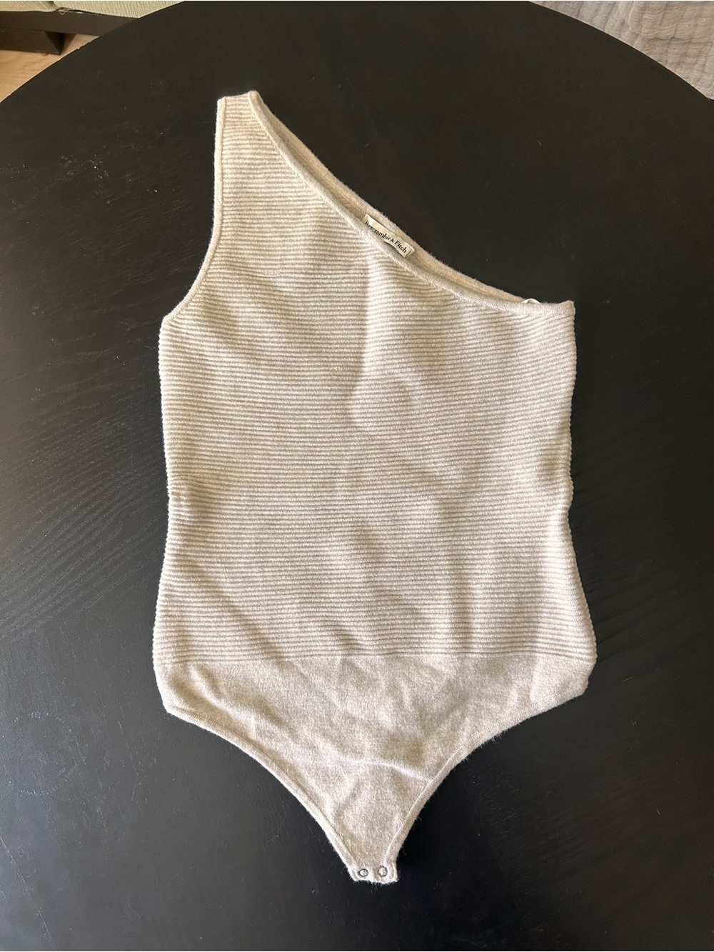 Abercrombie & Fitch One-Shoulder Cream Ribbed Bodysuit